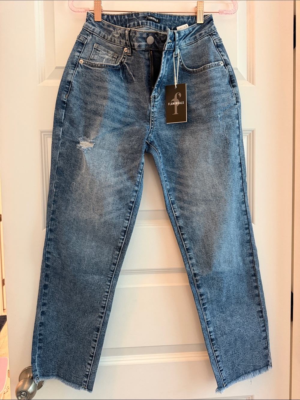 Flamingoals Blue High-Rise Straight Leg Jeans